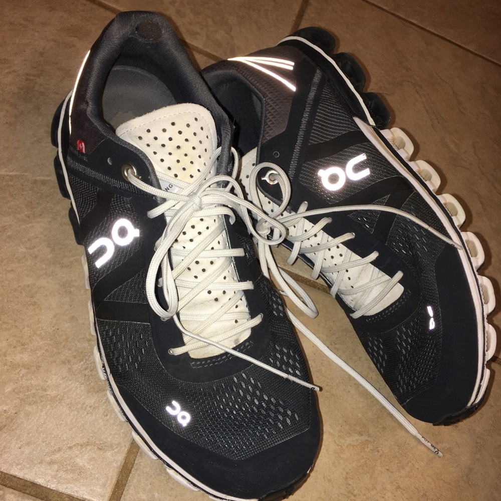 Navy running shoes